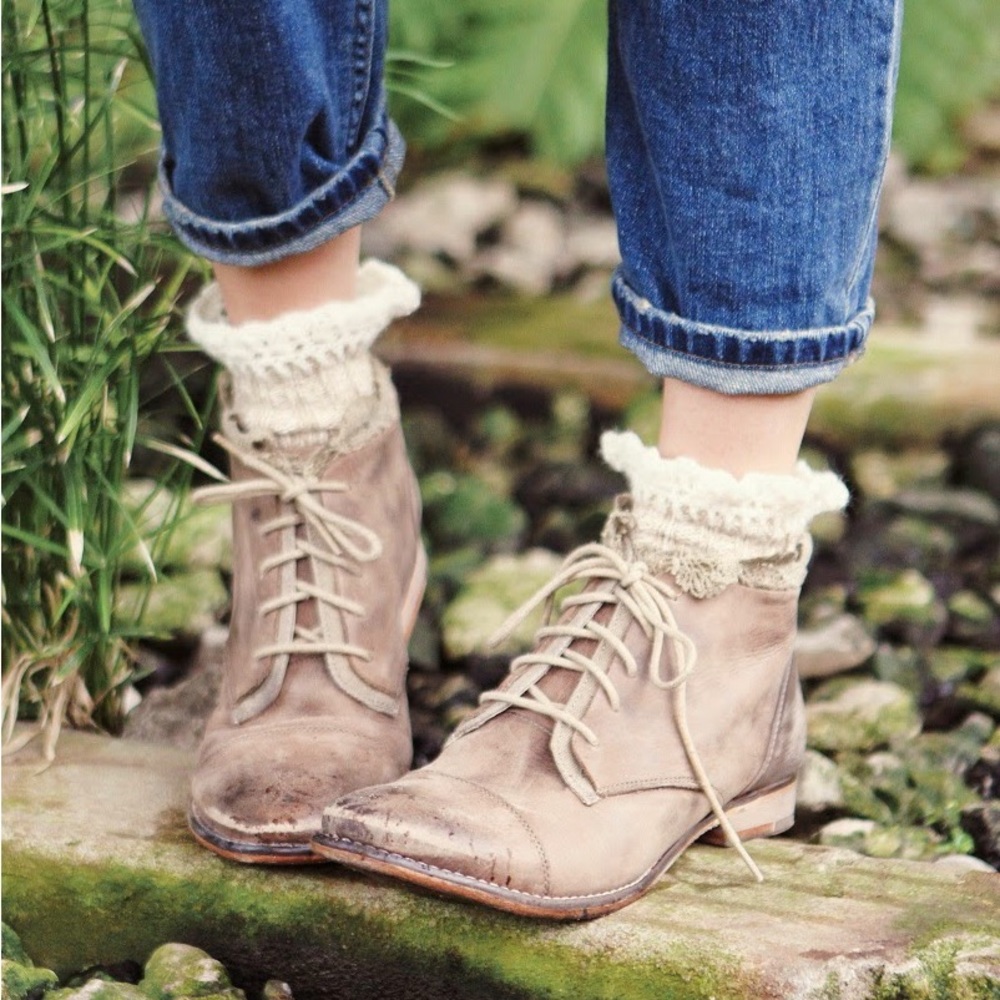 Free People Vaughn Crochet Leather Ankle Boot size 38